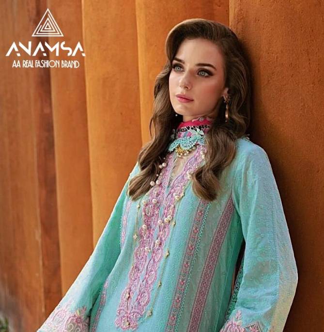 Anamsa 524 Jam Cotton Embroidery Pakistani Suit Suppliers In India